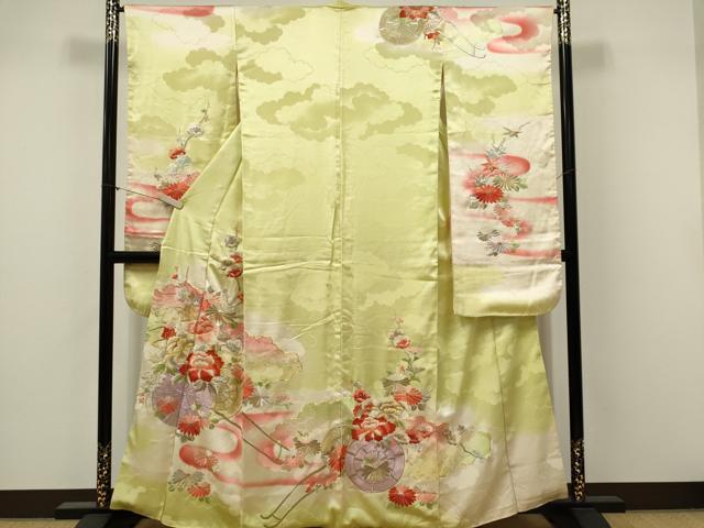 平和屋着物■豪華振袖　駒刺繍　花車文　暈し染め　金銀糸　正絹　逸品　CABK1025ou