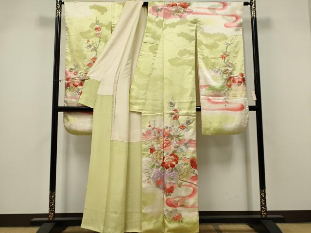 平和屋着物■豪華振袖　駒刺繍　花車文　暈し染め　金銀糸　正絹　逸品　CABK1025ou