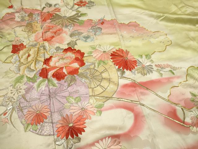 平和屋着物■豪華振袖　駒刺繍　花車文　暈し染め　金銀糸　正絹　逸品　CABK1025ou