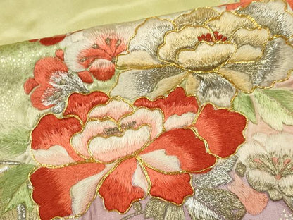 平和屋着物■豪華振袖　駒刺繍　花車文　暈し染め　金銀糸　正絹　逸品　CABK1025ou