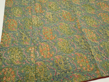 平和屋着物■上質な小紋　草花文　鬼しぼ縮緬　正絹　逸品　CABK1030ou