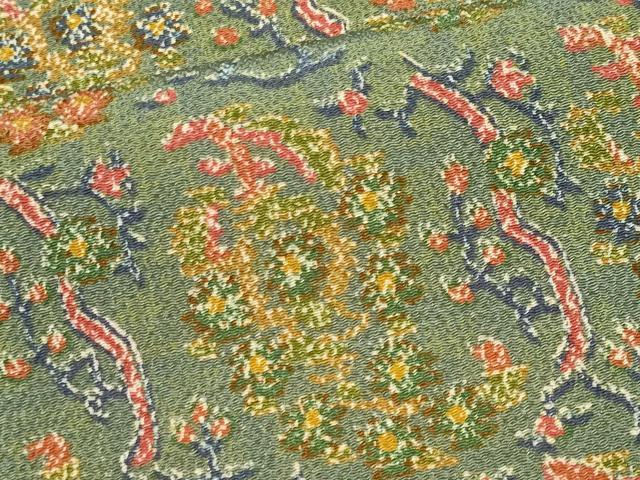 平和屋着物■上質な小紋　草花文　鬼しぼ縮緬　正絹　逸品　CABK1030ou
