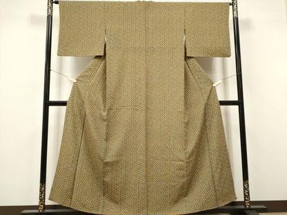 平和屋着物■上質な小紋　幾何学文　正絹　逸品　CABK1039ou