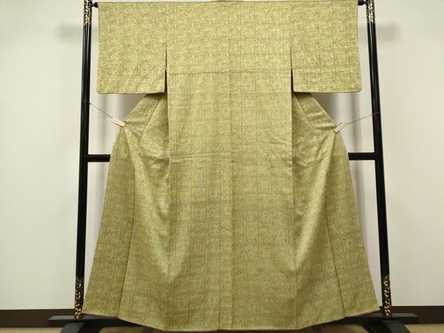 平和屋着物■本場染大島紬　格子花文　正絹　逸品　CABK1041ou