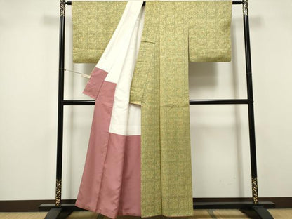 平和屋着物■本場染大島紬　格子花文　正絹　逸品　CABK1041ou