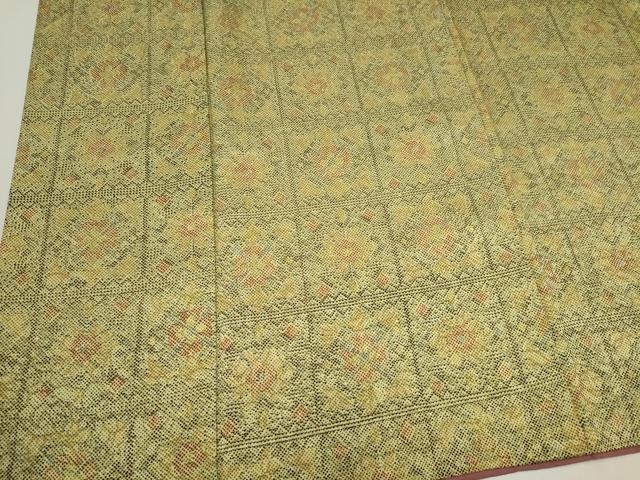 平和屋着物■本場染大島紬　格子花文　正絹　逸品　CABK1041ou