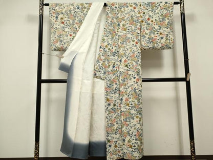 平和屋着物■上質な小紋　型染め　草花文　正絹　逸品　CABK1043ou