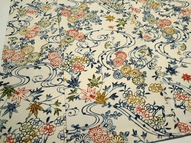 平和屋着物■上質な小紋　型染め　草花文　正絹　逸品　CABK1043ou