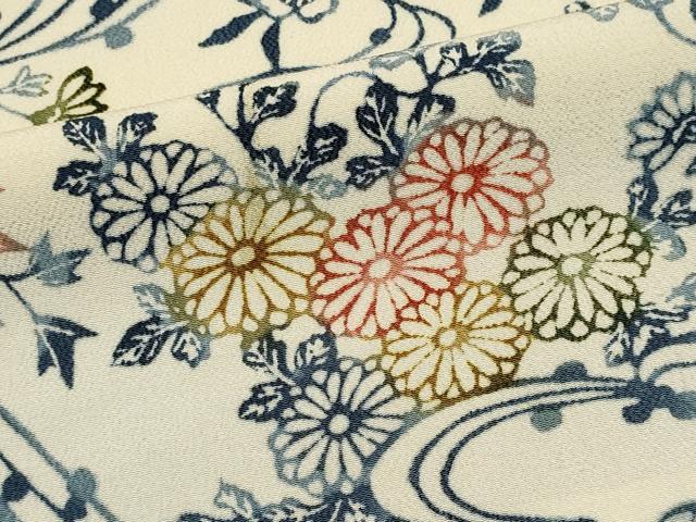 平和屋着物■上質な小紋　型染め　草花文　正絹　逸品　CABK1043ou