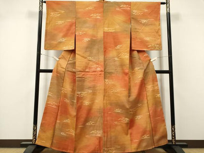 平和屋着物■上質な紬　風景文　暈し染め　正絹　逸品　未使用　CABK1044ou