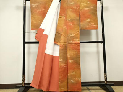 平和屋着物■上質な紬　風景文　暈し染め　正絹　逸品　未使用　CABK1044ou