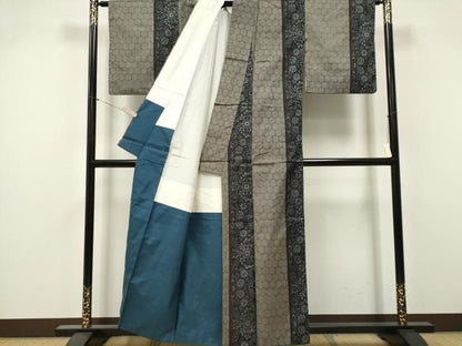 平和屋着物■上質な紬　花唐草間道　正絹　逸品　CABK1048ou