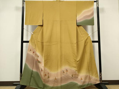 平和屋着物■訪問着　作家物　人物文　暈し染め　金銀彩　正絹　逸品　CABK1049ou