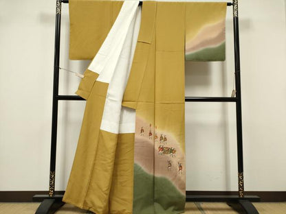 平和屋着物■訪問着　作家物　人物文　暈し染め　金銀彩　正絹　逸品　CABK1049ou