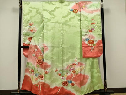 平和屋着物■豪華振袖　駒刺繍　雲取り枝花文　暈し染め　金彩　正絹　逸品　CABK1053ou