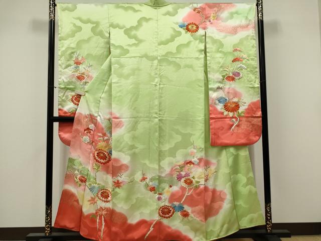 平和屋着物■豪華振袖　駒刺繍　雲取り枝花文　暈し染め　金彩　正絹　逸品　CABK1053ou