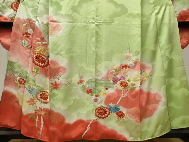 平和屋着物■豪華振袖　駒刺繍　雲取り枝花文　暈し染め　金彩　正絹　逸品　CABK1053ou