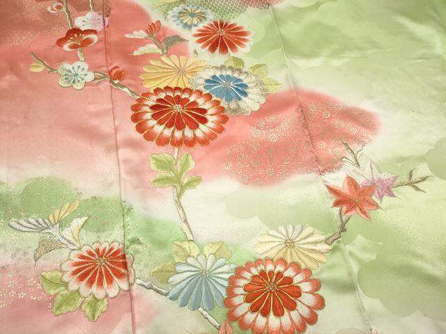 平和屋着物■豪華振袖　駒刺繍　雲取り枝花文　暈し染め　金彩　正絹　逸品　CABK1053ou