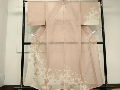 平和屋着物＊夏物　訪問着　紗　刺繍　蔦の葉シルエット　銀糸　正絹　逸品　CABK1060ou