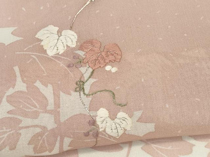 平和屋着物＊夏物　訪問着　紗　刺繍　蔦の葉シルエット　銀糸　正絹　逸品　CABK1060ou