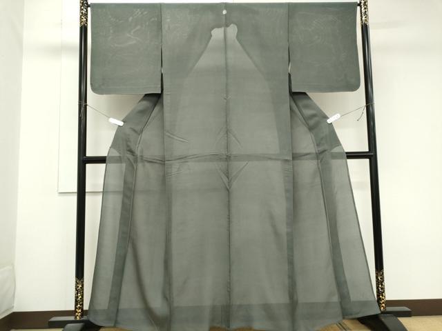 平和屋着物＊夏物　色無地　絽　灰色　正絹　逸品　CABK1063ou