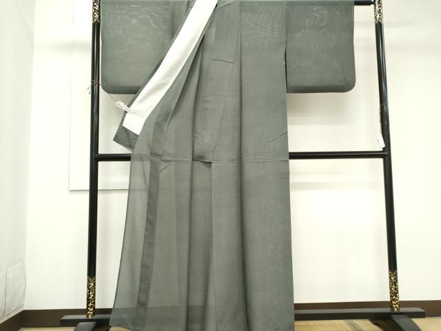 平和屋着物＊夏物　色無地　絽　灰色　正絹　逸品　CABK1063ou