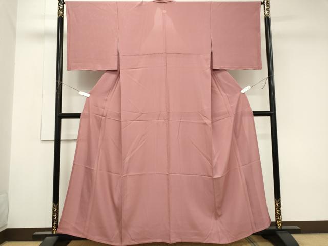平和屋着物＊夏物　色無地　絽　退紅色　正絹　逸品　CABK1064ou