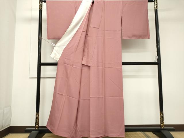 平和屋着物＊夏物　色無地　絽　退紅色　正絹　逸品　CABK1064ou