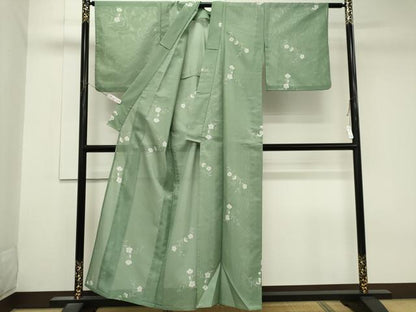 平和屋着物＊夏物　小紋　絽　草花文　洗える着物　CABK1069ou
