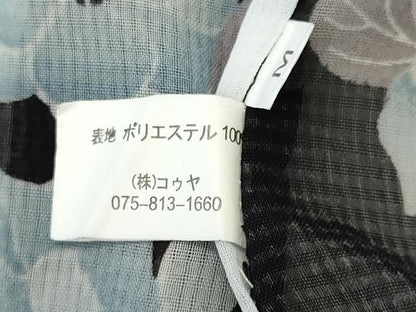 平和屋着物＊夏物　小紋　紗　枝花文　黒地　洗える着物　CABK1070ou