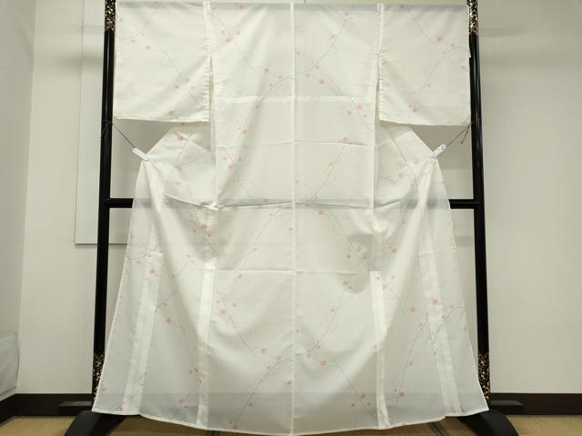 平和屋着物＊夏物　小紋　絽　抽象文様　洗える着物　未使用　CABK1071ou