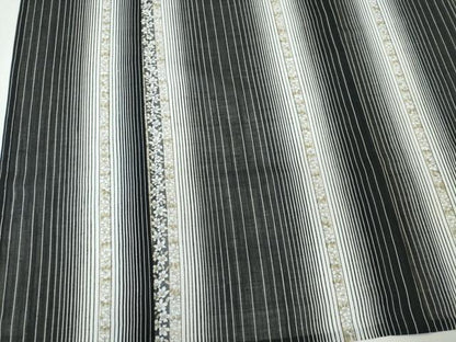 平和屋着物＊夏物　小紋　紗　花間道　黒地　洗える着物　未使用　CABK1072ou