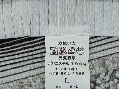 平和屋着物＊夏物　小紋　紗　花間道　黒地　洗える着物　未使用　CABK1072ou