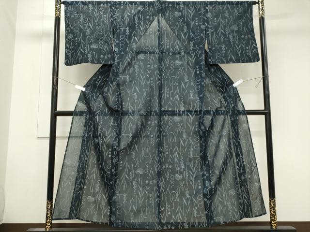 平和屋着物＊夏物　風通お召　紗　草花文　正絹　逸品　CABK1074ou