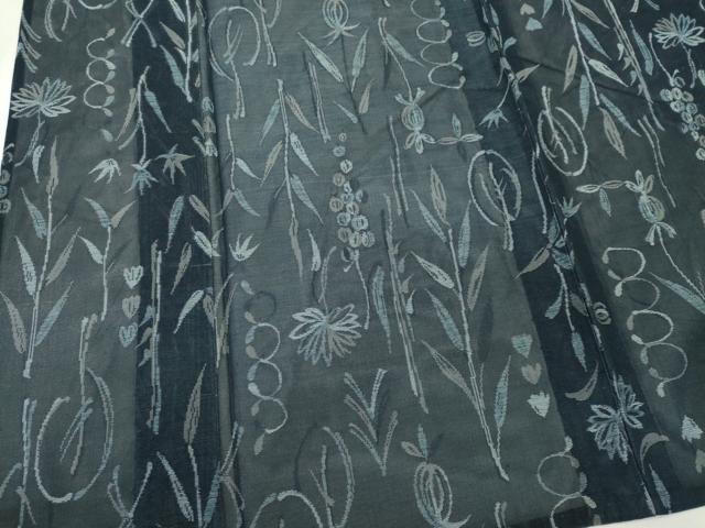 平和屋着物＊夏物　風通お召　紗　草花文　正絹　逸品　CABK1074ou