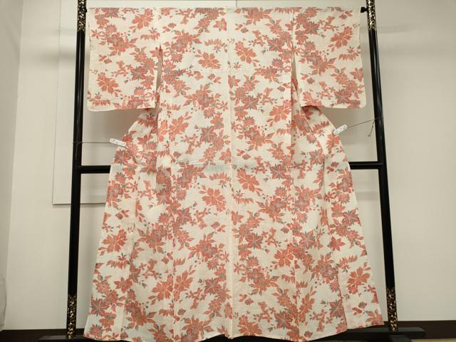 平和屋着物＊夏物　本場小千谷ちぢみ　草花文　麻　逸品　CABK1078ou