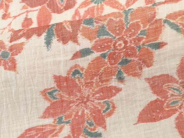 平和屋着物＊夏物　本場小千谷ちぢみ　草花文　麻　逸品　CABK1078ou