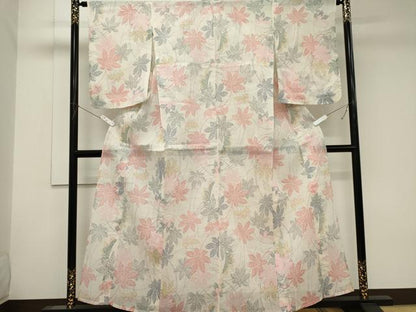 平和屋着物＊夏物　本場小千谷ちぢみ　舞花文　麻　逸品　CABK1079ou