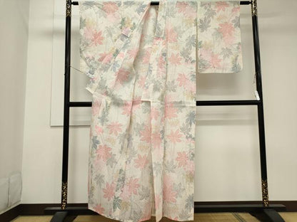 平和屋着物＊夏物　本場小千谷ちぢみ　舞花文　麻　逸品　CABK1079ou