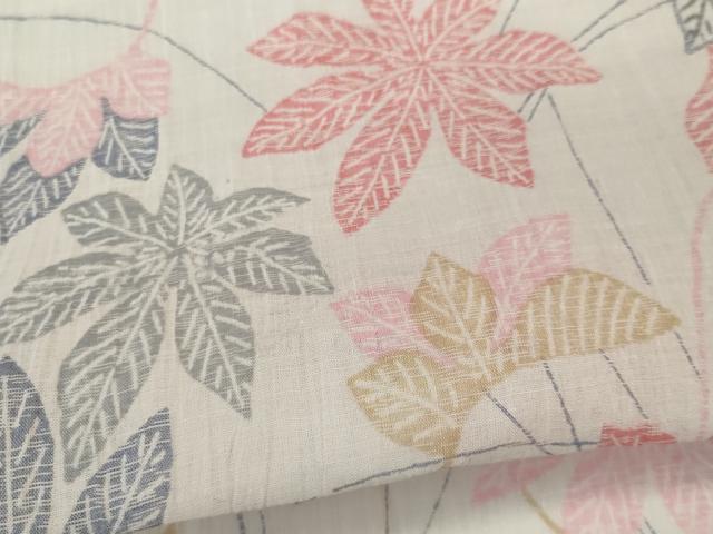 平和屋着物＊夏物　本場小千谷ちぢみ　舞花文　麻　逸品　CABK1079ou