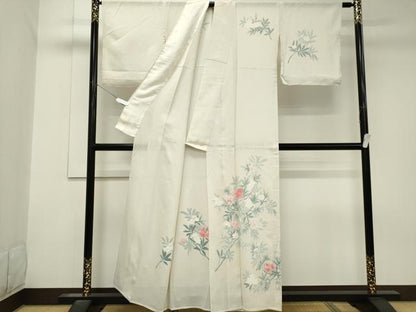 平和屋着物＊夏物　訪問着　絽　枝花文　正絹　逸品　CABK1082ou