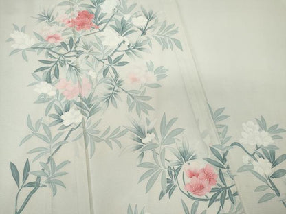 平和屋着物＊夏物　訪問着　絽　枝花文　正絹　逸品　CABK1082ou