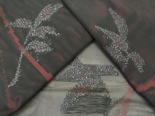 平和屋着物＊夏物　小紋　紗　飛鳥文　黒地　正絹　逸品　CABK1083ou