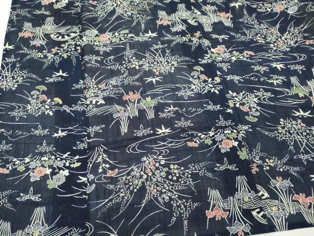 平和屋着物＊夏物　小紋　紗紬　風景草花文　正絹　逸品　CABK1085ou