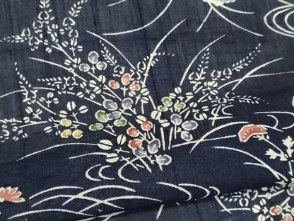 平和屋着物＊夏物　小紋　紗紬　風景草花文　正絹　逸品　CABK1085ou
