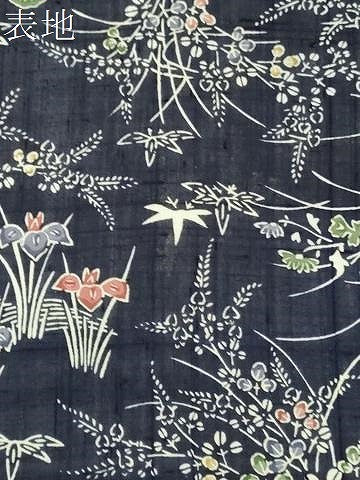 平和屋着物＊夏物　小紋　紗紬　風景草花文　正絹　逸品　CABK1085ou