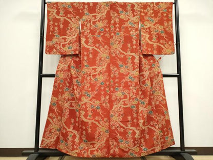 平和屋着物■上質な小紋　草花文　正絹　逸品　CABK1090ou