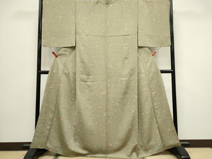 平和屋着物■上質な紬　舞花文　正絹　逸品　CABK1091ou