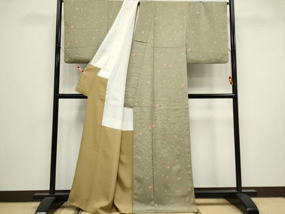 平和屋着物■上質な紬　舞花文　正絹　逸品　CABK1091ou