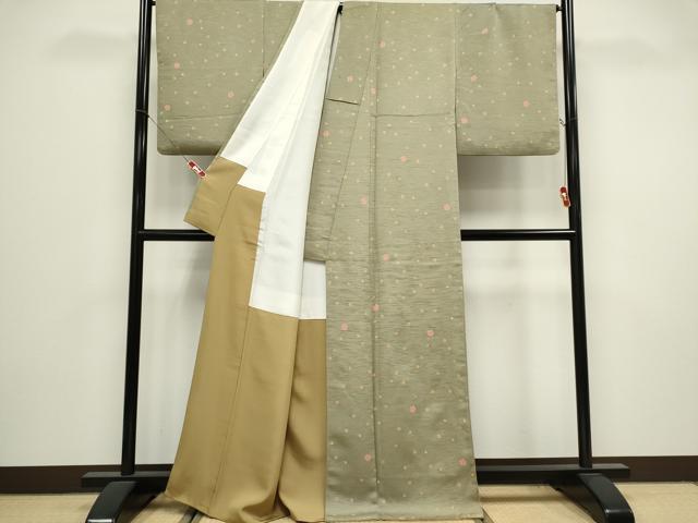 平和屋着物■上質な紬　舞花文　正絹　逸品　CABK1091ou